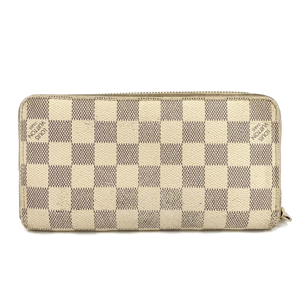 $915 2008 Louis Vuitton Damier Azur Zippy Zip Around Long Wallet Purse White VI0088