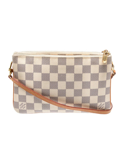 $1350 Louis Vuitton Damier Azur Double Zip Pochette
