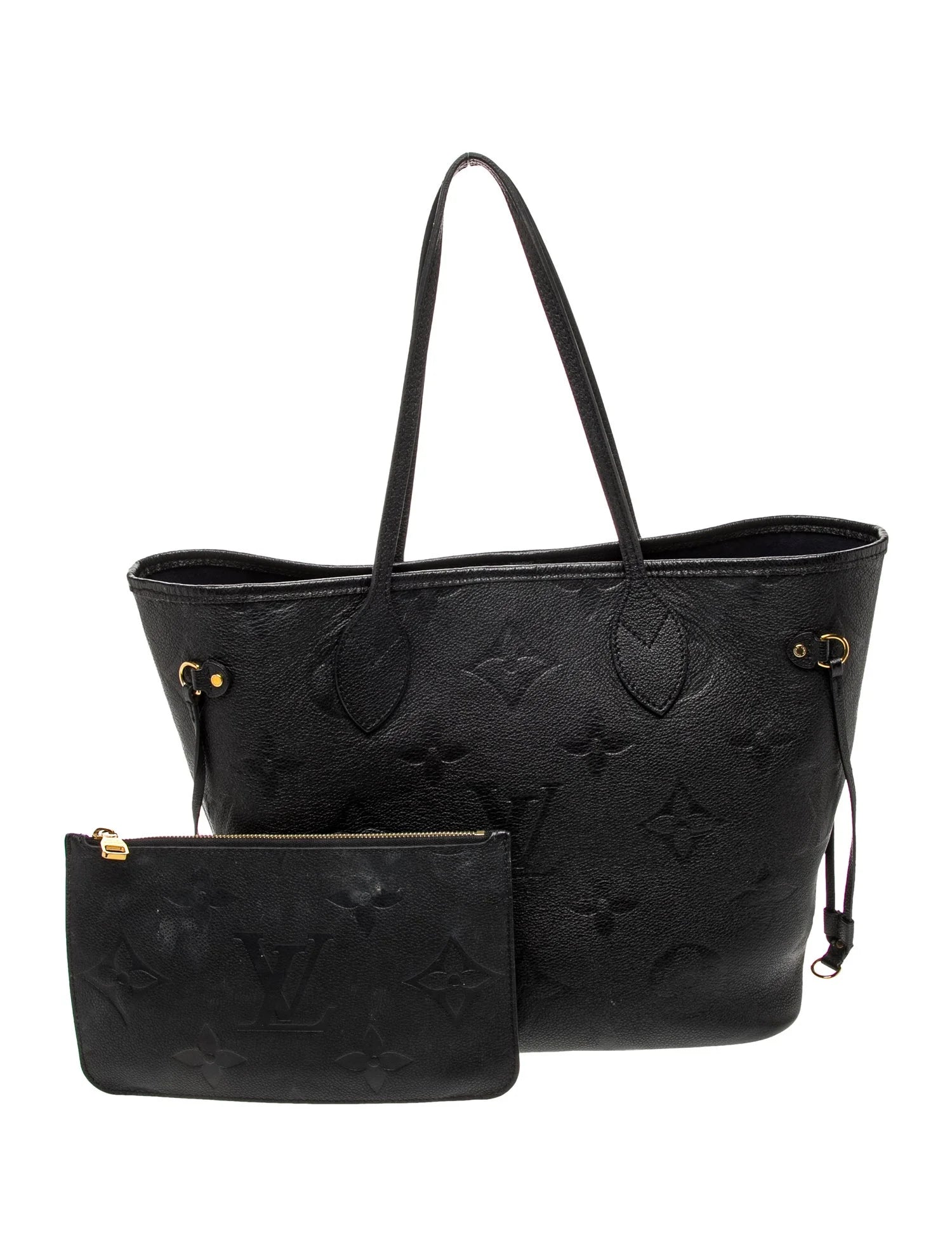 $3050 Louis Vuitton Empreinte Leather Neverfull MM RFID Black