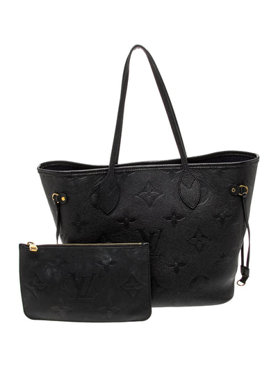 $3050 Louis Vuitton Empreinte Leather Neverfull MM RFID Black