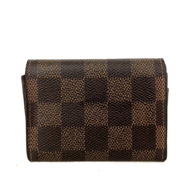 Louis Vuitton Damier Porte Monnaie Plat Coin Purse Wallet Brown RA2191