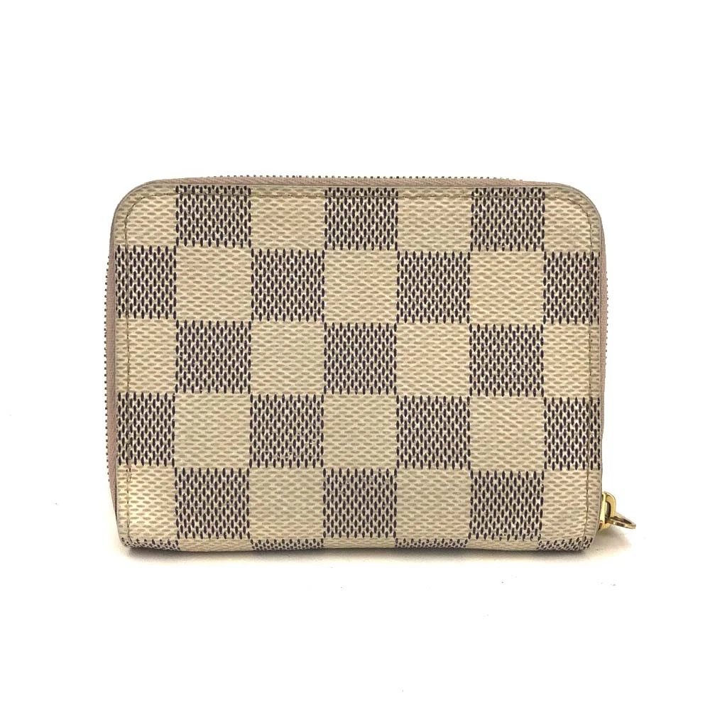 $560 Louis Vuitton Damier Azur Zippy Zip Coin Purse Wallet White TN2199