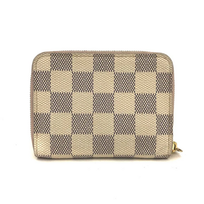 $560 Louis Vuitton Damier Azur Zippy Zip Coin Purse Wallet White TN2199