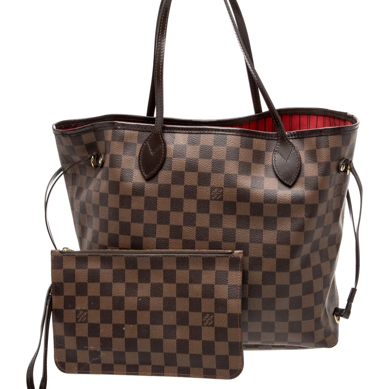 $2240 2017 Louis Vuitton Damier Ebene Neverfull MM with Pouch