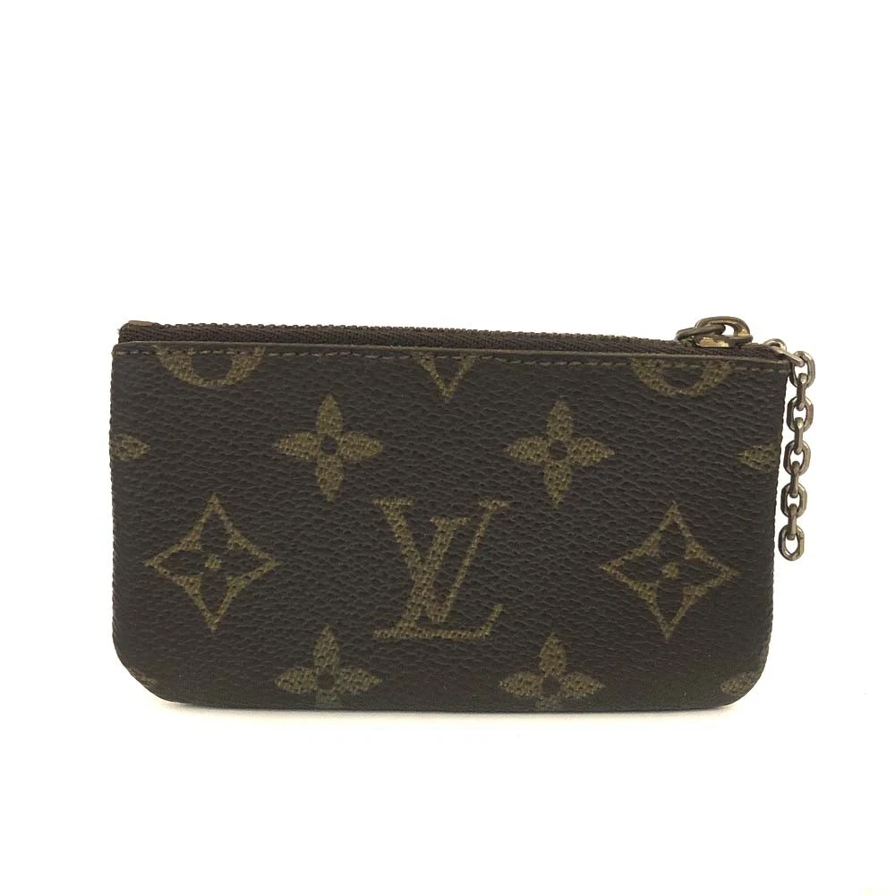 $355 Louis Vuitton Monogram Pochette Cles Wallet Coin Purse Brown 0950ET