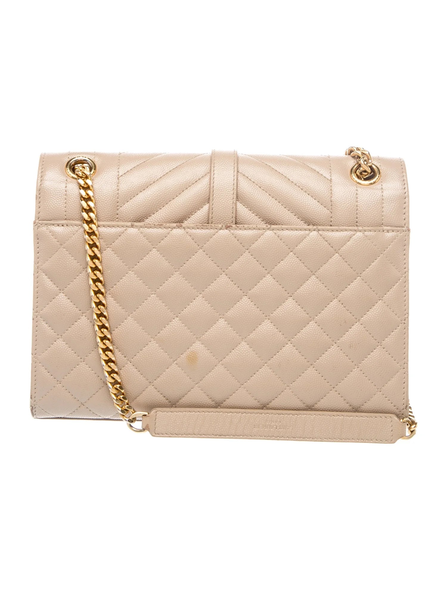 $3300 Saint Laurent Grain De Poudre Textured Mixed Matelasse Medium Triquilt Monogram Satchel Beige