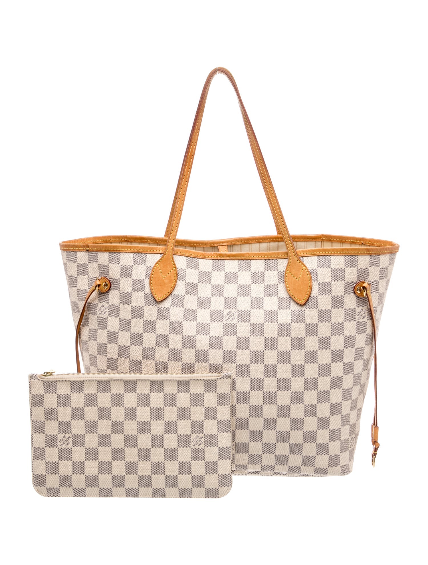 $2,240 Louis Vuitton Damier Azur Neverfull MM with Pouch