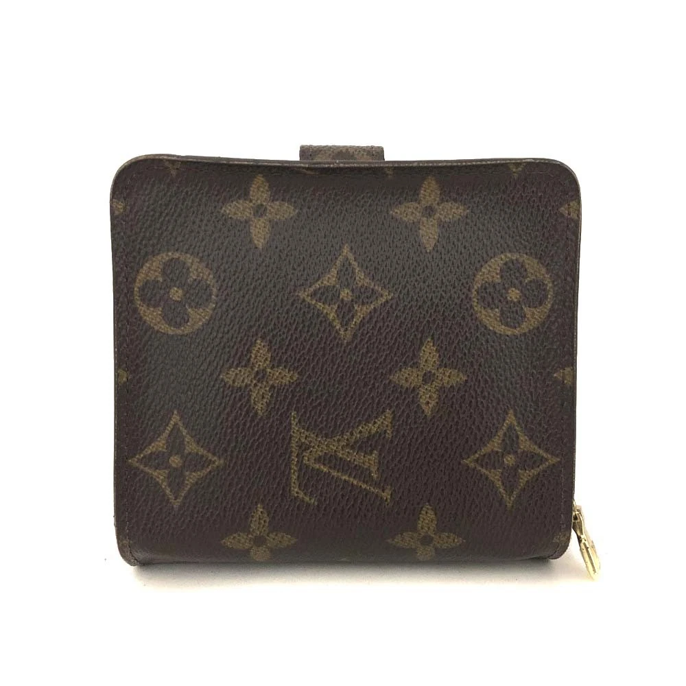 $625 2000 Louis Vuitton Monogram Compact Zip Bifold Wallet Brown MI0060