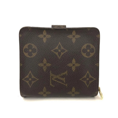 $625 2000 Louis Vuitton Monogram Compact Zip Bifold Wallet Brown MI0060