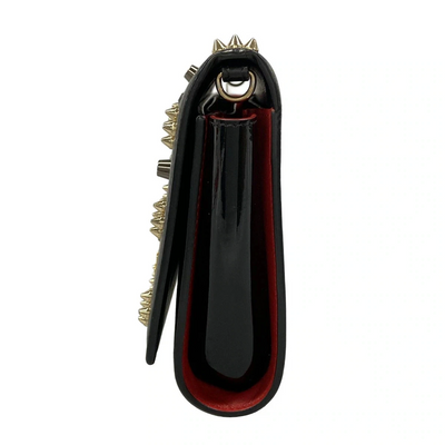 $1450 Christian Louboutin Grained Calfskin Spikes Loubinthesky Paloma Wallet On Chain Black Multimetal