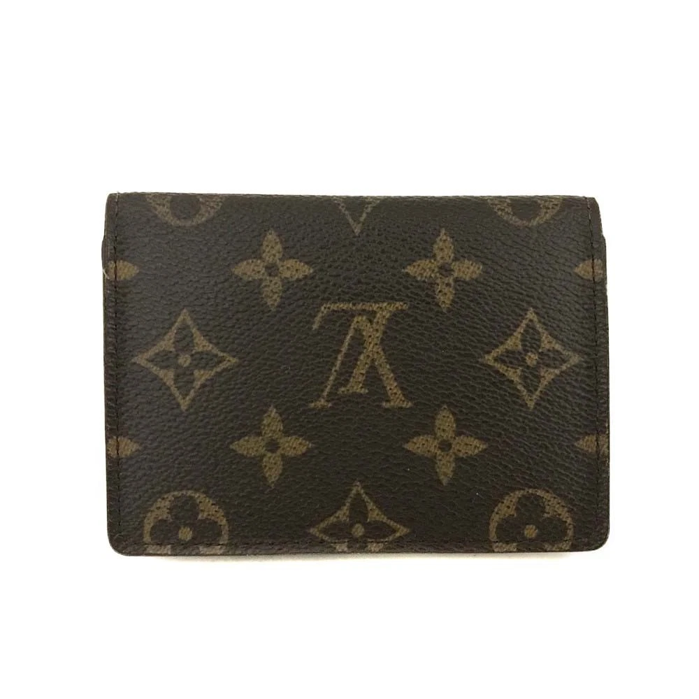 $535 2003 Louis Vuitton Monogram Porte 2 Cartes Vertical Pass Card Case Brown CA0053