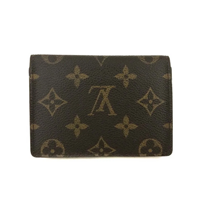 $535 2003 Louis Vuitton Monogram Porte 2 Cartes Vertical Pass Card Case Brown CA0053