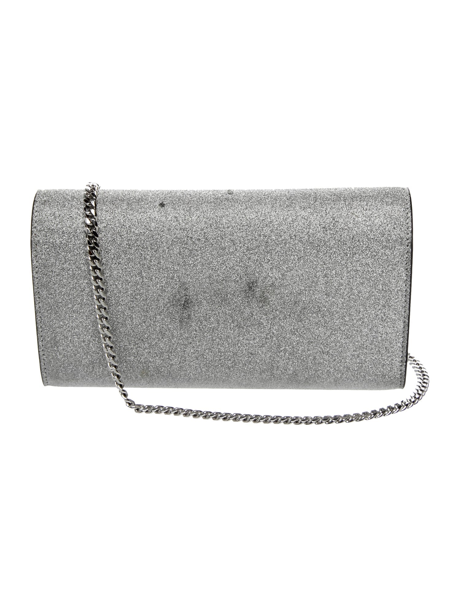 Christian Louboutin Glitter Calfskin Loubi54 Crossbody Clutch Silver 10021112