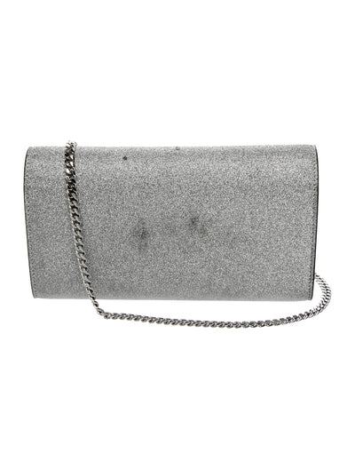 Christian Louboutin Glitter Calfskin Loubi54 Crossbody Clutch Silver 10021112