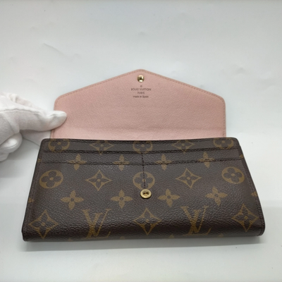 $800 2018 Louis Vuitton Monogram Sarah Wallet NM Rose Ballerine CA3128 10020971