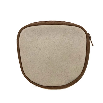 $450 GUCCI Suede Interlocking G Logo Coin Purse Ivory