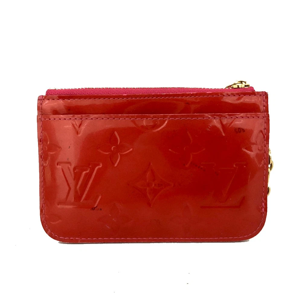 $390 2009 Louis Vuitton Monogram Vernis Key Pouch Pink CA1049