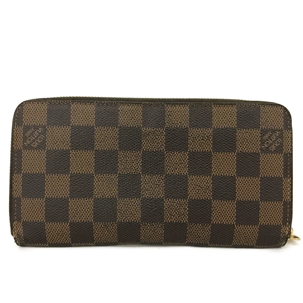 $940 2011 Louis Vuitton Damier Zippy Zip Around Long Wallet Purse Brown CA1191