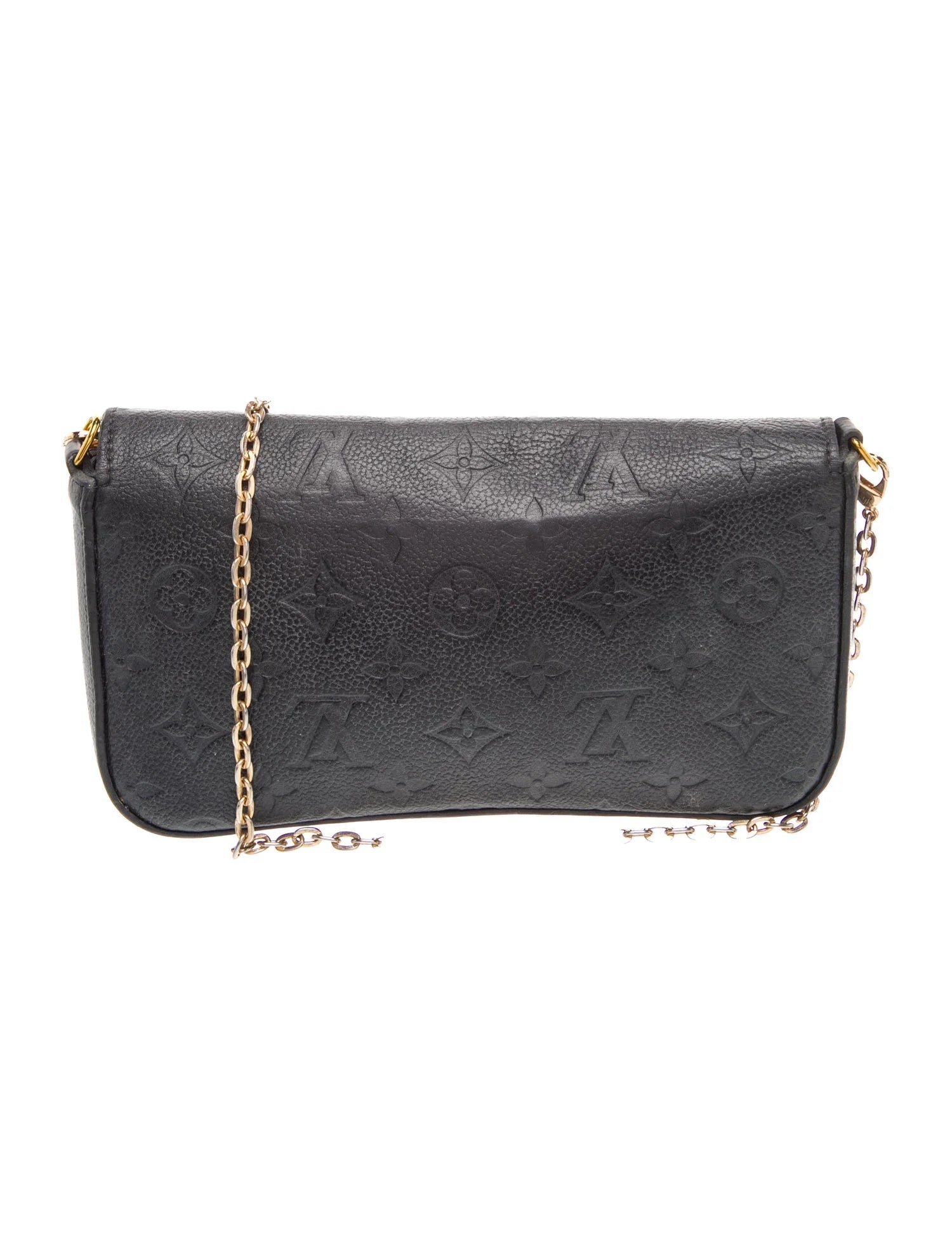 $1770 2019 Louis Vuitton Empreinte Pochette Felicie Chain Wallet Black
