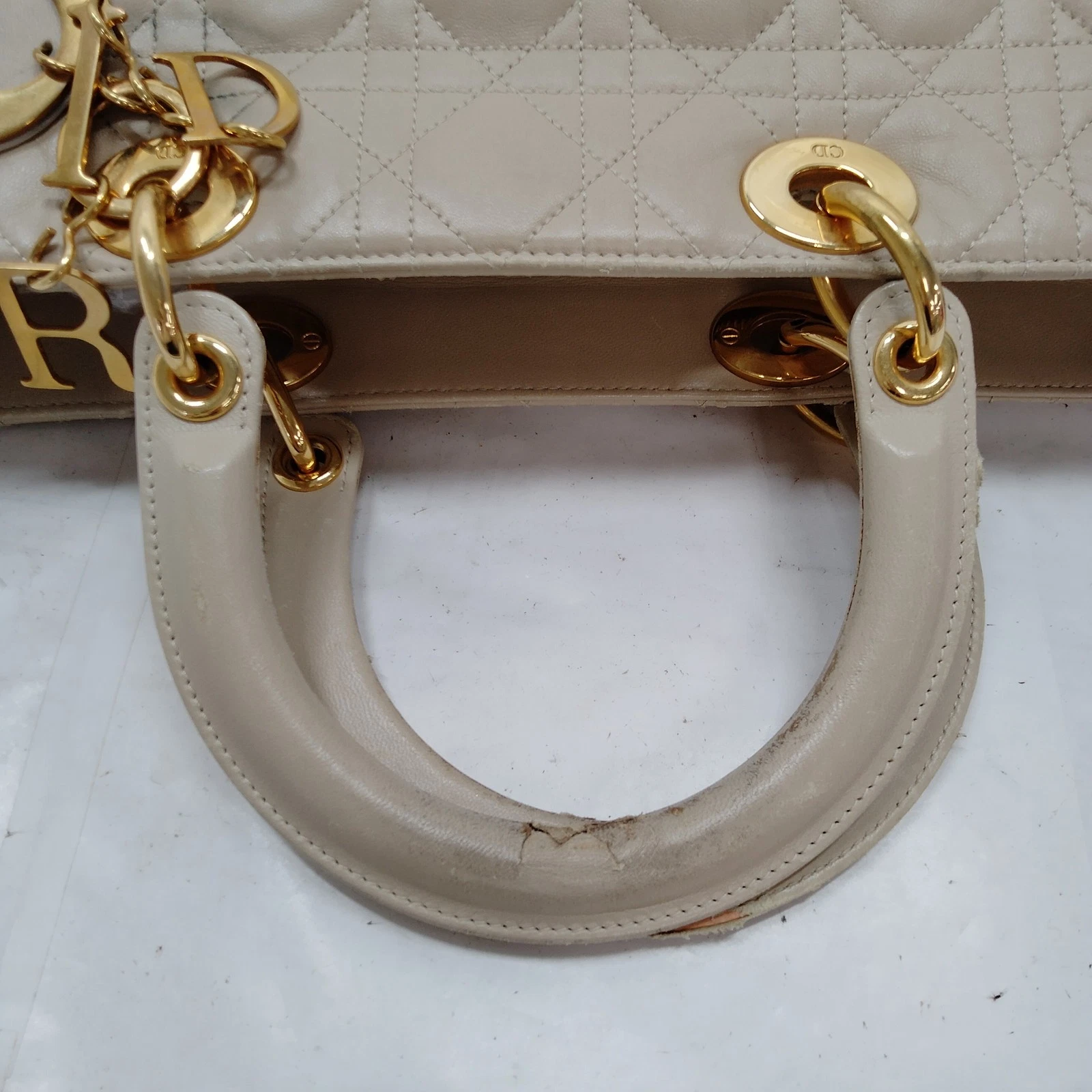 Christian Dior Hand Bag Beige Leather MA1927