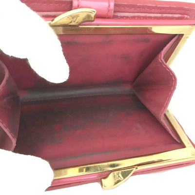 $950 2003 Louis Vuitton Monogram Vernis Pink Kisslock French Wallet MI0013