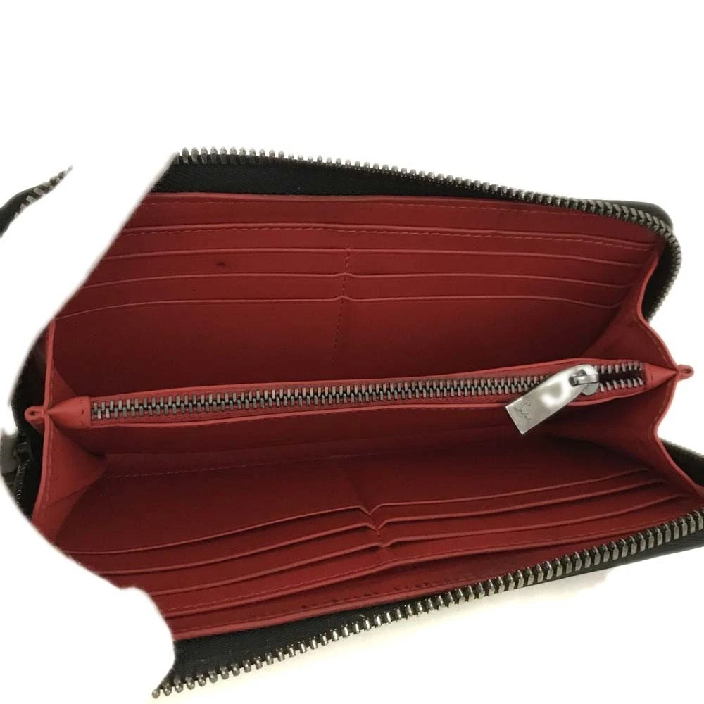 $790 Christian Louboutin Calfskin Panettone Zip Around Wallet Loubi Black
