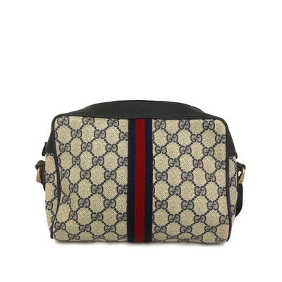 $1100 Gucci Vintage Ophidia Shoulder Bag GG Canvas Small Blue