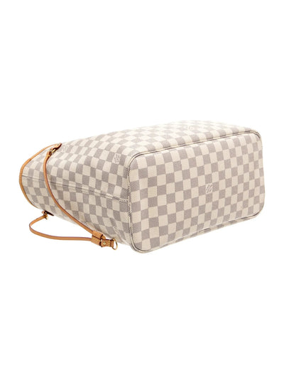 $2240 2018 Louis Vuitton Damier Azur Neverfull MM Rose Ballerine with Pouch 10021297