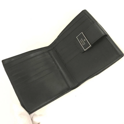 GUCCI Logo Canvas Bifold Wallet Purse Black