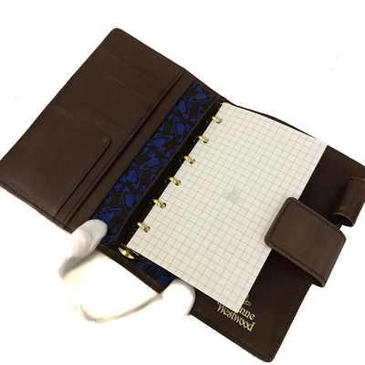 Vivienne Westwood Tiny Orb Leather Notebook Cover Brown
