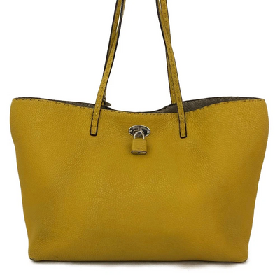 $1600 FENDI Selleria Leather Shoulder Tote Bag Yellow