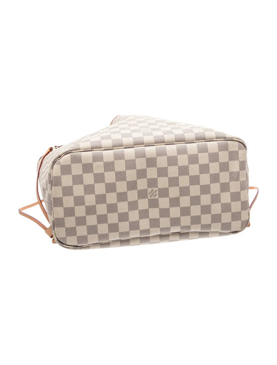 $2240 Louis Vuitton Damier Azur Neo Neverfull MM Rose Ballerine with Pouch