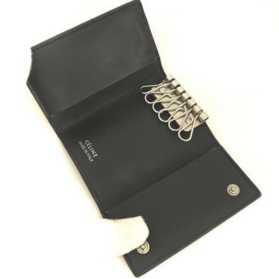 $580 CELINE Logo Leather 6 Ring Key Case Orange