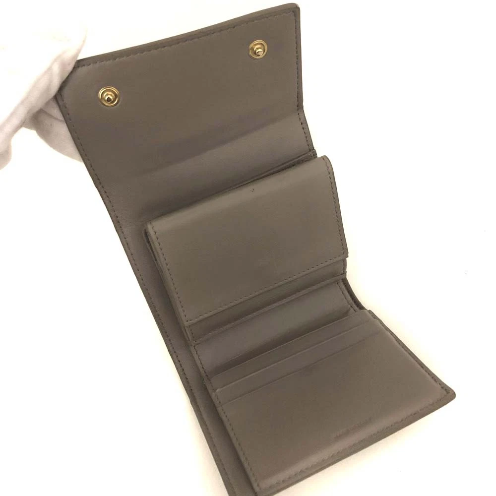 CELINE Logo Leather Trifold Wallet Gray