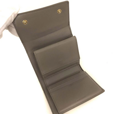 CELINE Logo Leather Trifold Wallet Gray