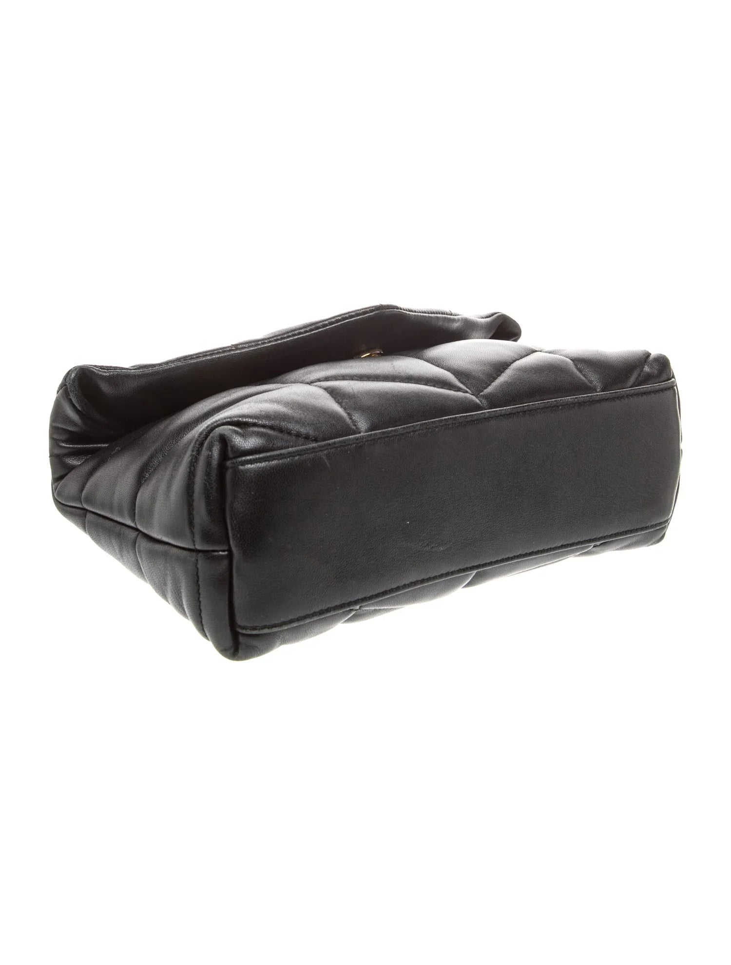 $2490 2022 Saint Laurent Lambskin Quilted Toy Loulou Puffer Monogram Chain Satchel Black