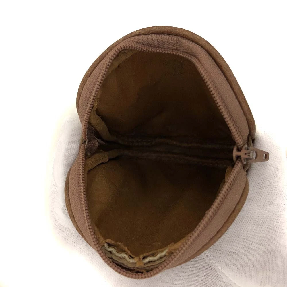 $450 GUCCI Suede Interlocking G Logo Coin Purse Ivory