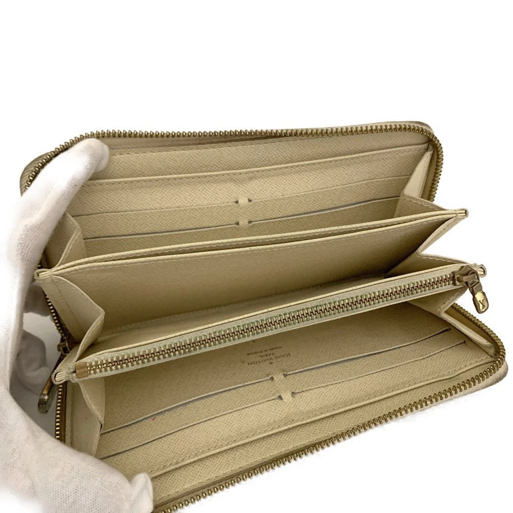 $915 2008 Louis Vuitton Damier Azur Zippy Zip Around Long Wallet Purse White VI0088