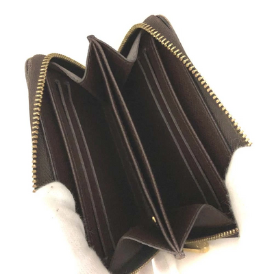 $560 Louis Vuitton Damier Zippy Zip Coin Purse Wallet Brown SN5101