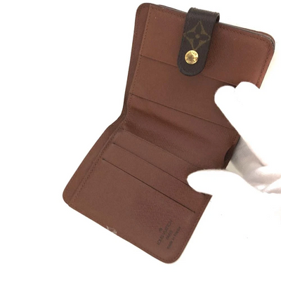 $625 2000 Louis Vuitton Monogram Compact Zip Bifold Wallet Brown MI0060
