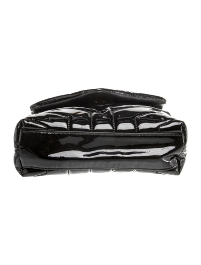 $1950 Saint Laurent Patent Y Quilted Monogram Toy Loulou Crossbody Bag Black