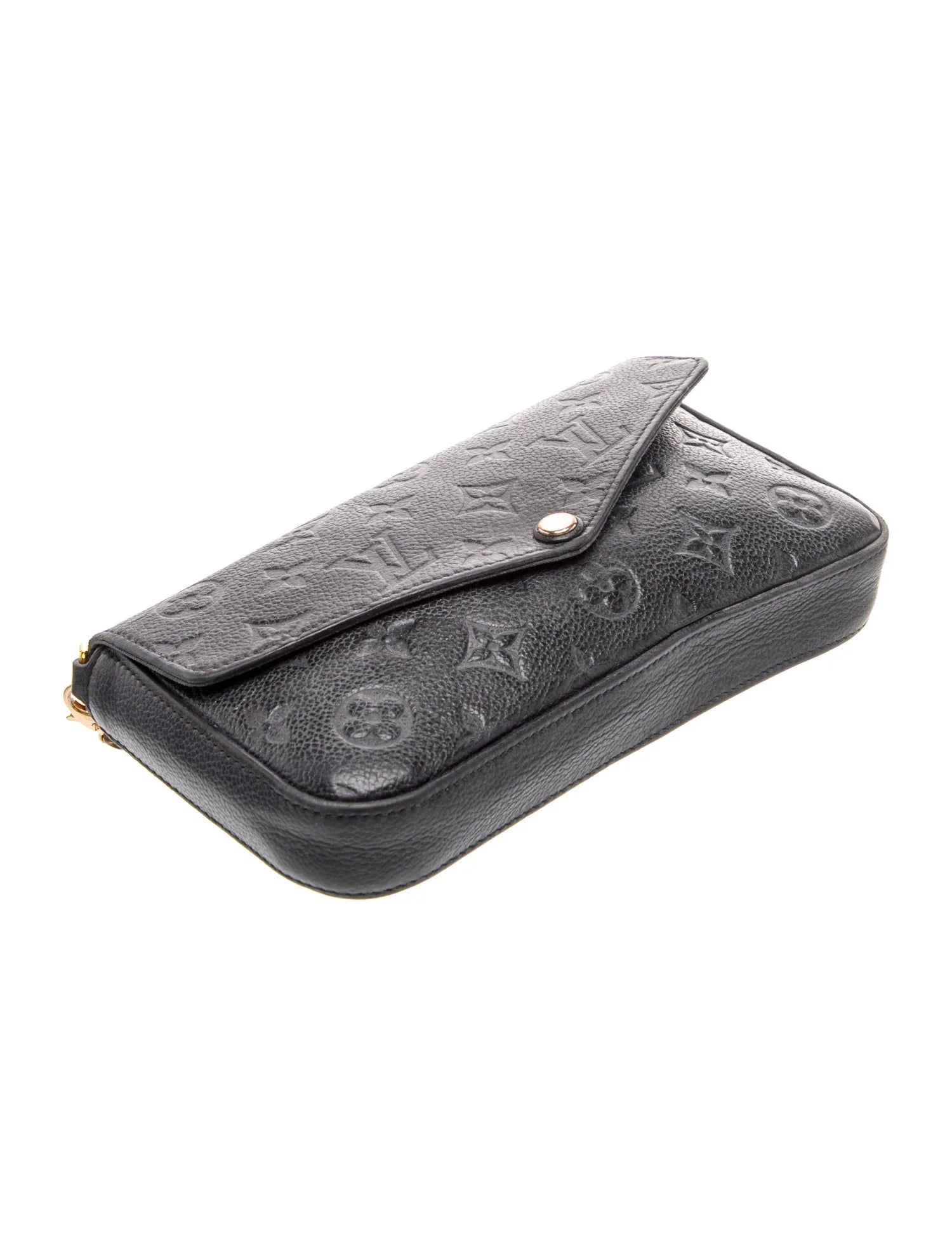 $1770 2019 Louis Vuitton Empreinte Pochette Felicie Chain Wallet Black