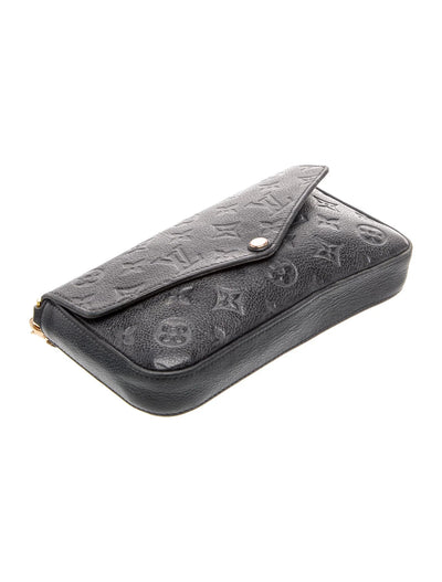 $1770 2019 Louis Vuitton Empreinte Pochette Felicie Chain Wallet Black