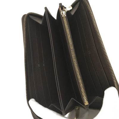 $915 2012 Louis Vuitton Damier Zippy Zip Around Long Wallet Purse Brown MI4182