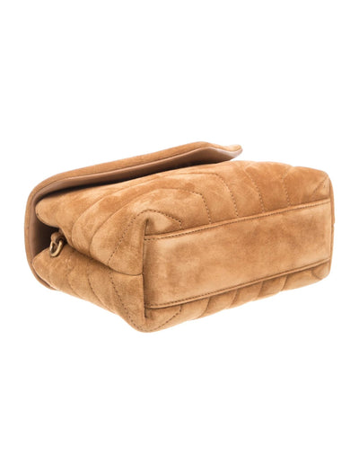 $1890 2022 Saint Laurent Suede Toy Loulou Shoulder Bag Cinnamon