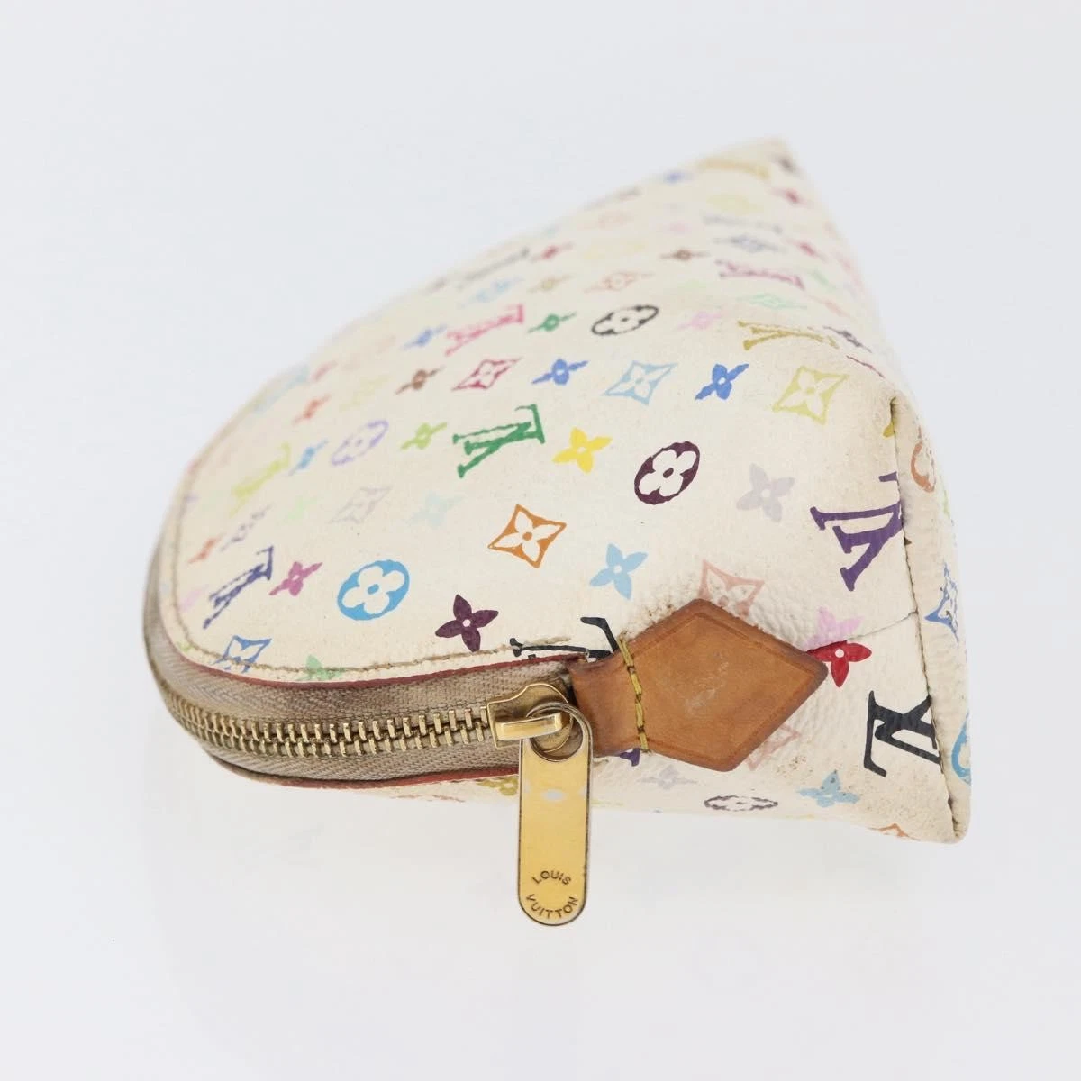 $625 2012 LOUIS VUITTON Monogram Multicolor Cosmetic Pouch White Litchi 2172