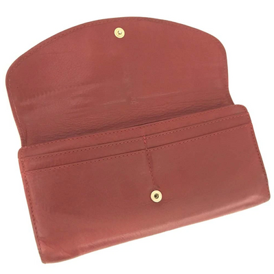 Chloe Lily Leather Long Bifold Wallet Purse Red