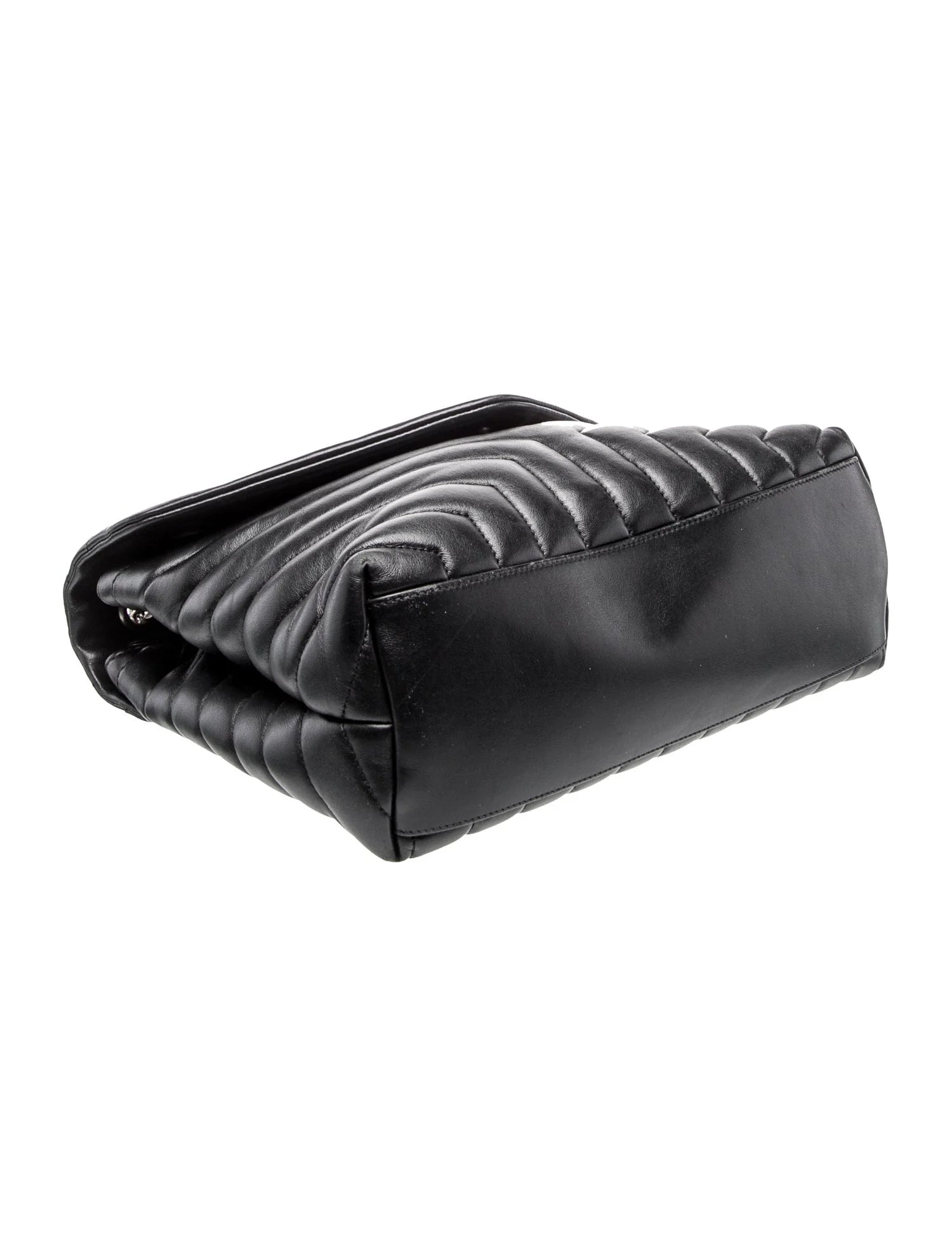$3250 Saint Laurent Quilted Monogram Medium Loulou Chain Satchel Black