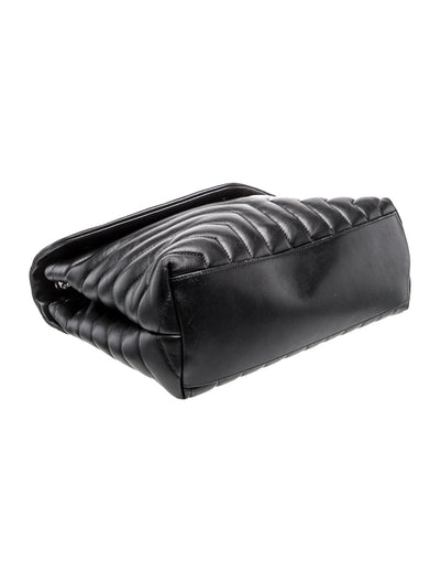 $3250 Saint Laurent Quilted Monogram Medium Loulou Chain Satchel Black