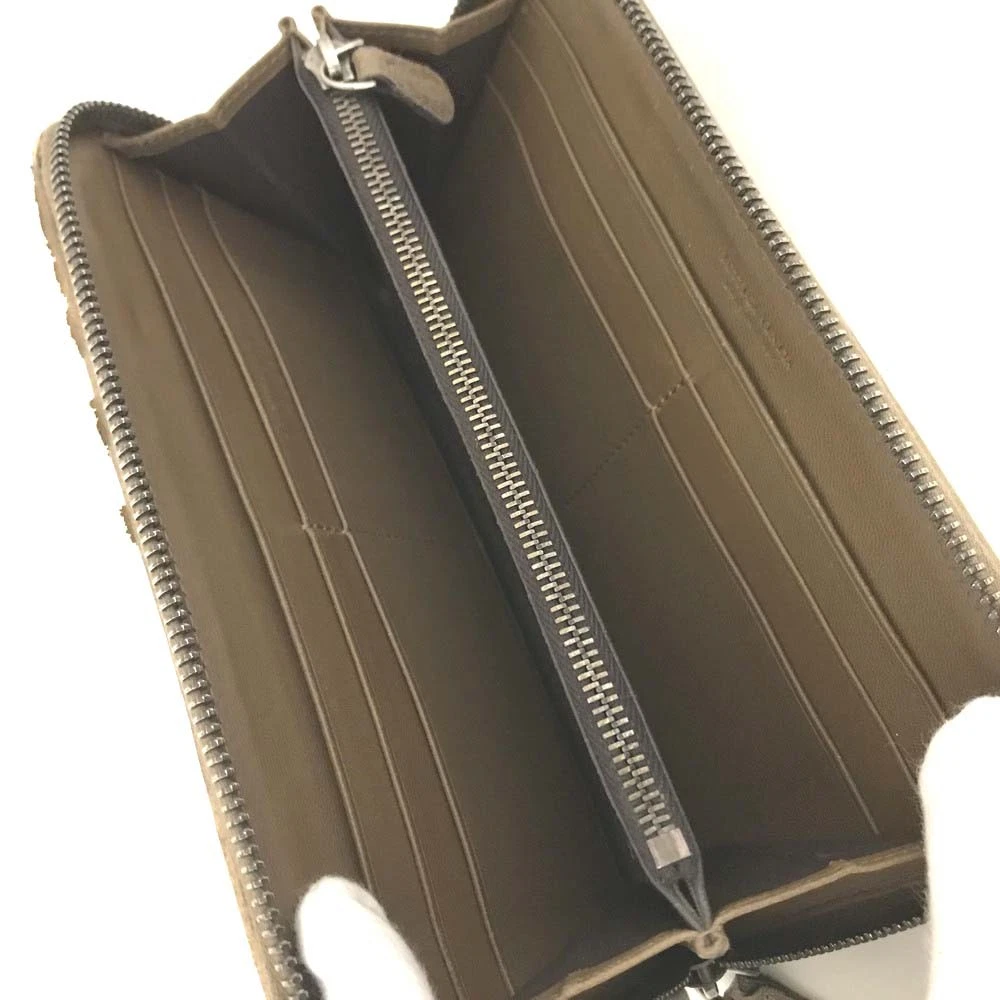 $1100 Bottega Veneta Nappa Intrecciato Zip Around Wallet Ebano Brown 10019331
